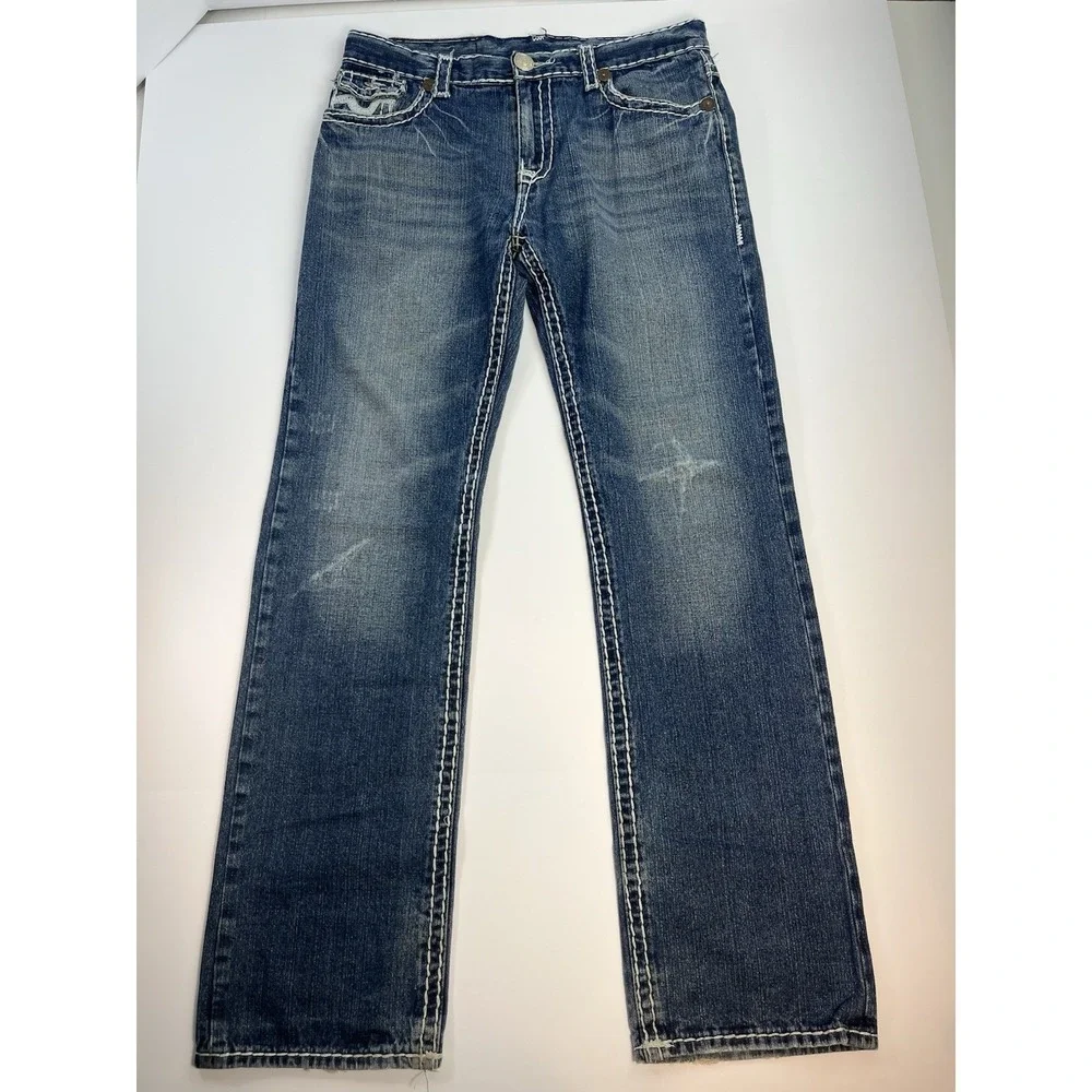 True Religion Jeans Mens 34x33 Dark Wash Denim Joey Super T Thick Stitching